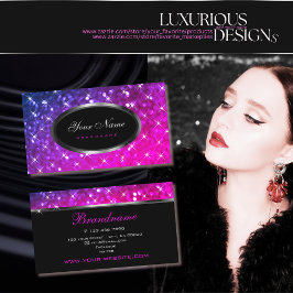 Eleganten för lyxRosa Lila Glitter Luminous Stars Visitkort