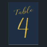 eleganten för marinen bröllop i bordsnumren guld,  bordsnummer<br><div class="desc">Faux guld foil formella calligraphy-skript bröllopsmottagningskort bord. Den blå bakgrunden färg i flottan är redigerbar. Du kan ändra den när du trycker på knappen CUSTOMIZE. Du hittar hela nummerserien (1 - 50) här: http://bit.ly/2sLMaFh Om du behöver hjälp kontaktar du mig genom butiken nedan.</div>