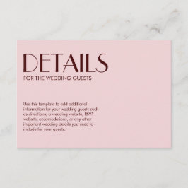 Eleganten för rosa av blek och chic i bröllop tilläggskort