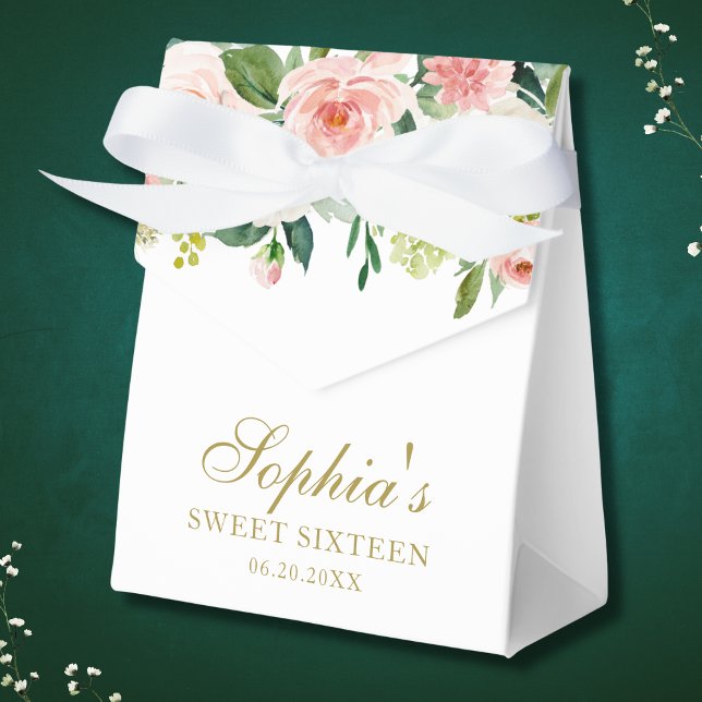 Eleganten för  Rosa Guld Blommigt Baby Söt 16-favo Presentaskar (Skapare uppladdad)