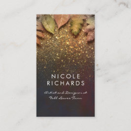 Eleganten för Shine Vintage Höst löv och Guld Glit Visitkort