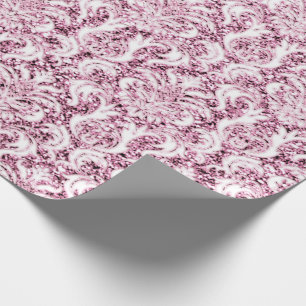 Eleganten för vit skugga i metall Glitter Rosa ros Presentpapper