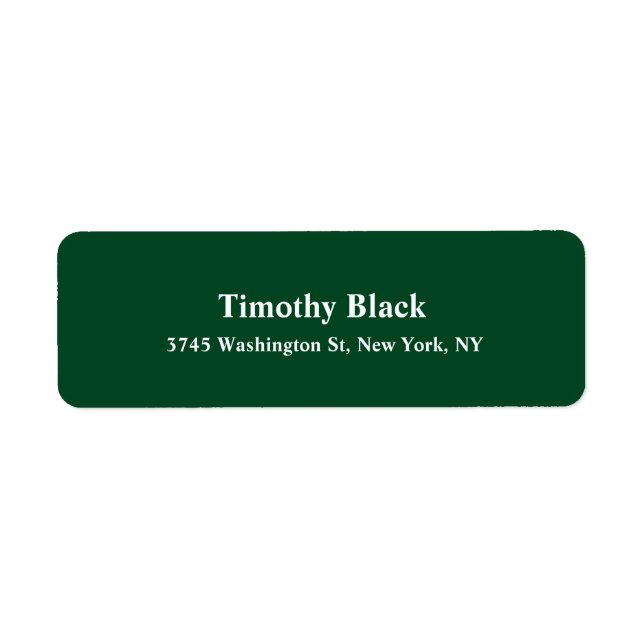 Eleganten Forest Grönt Plain Modern Stil Returadress Etikett (Framsidan)