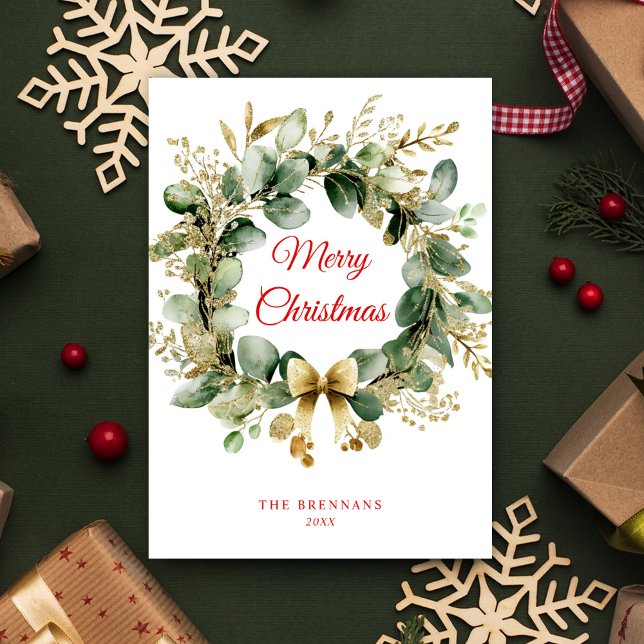 Eleganten från Jul Greenery Eucalyptus Julkort (Christmas Greenery Eucalyptus Elegant Holiday Card)