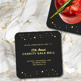 Eleganten Gala Boll Charity Fundraiser  Black Guld Underlägg Papper Kvadrat