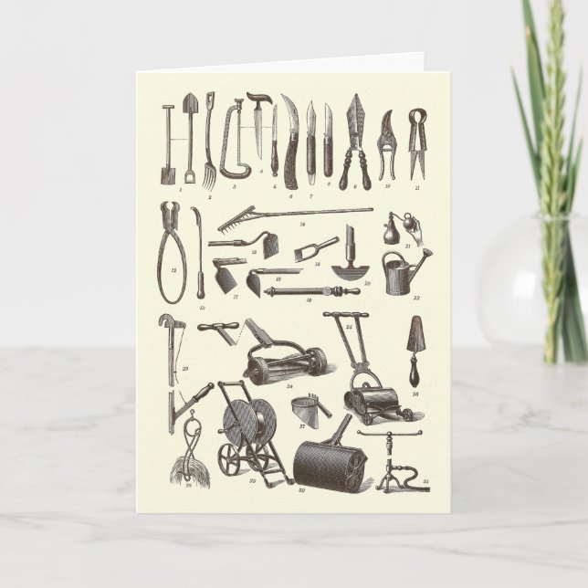 Eleganten Gardener - Antique Garden Verktyg Kort (Framsida)