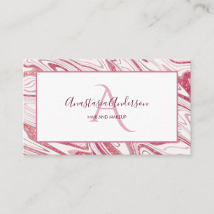Eleganten Gire Rosa White Marble Glitter Visitkort