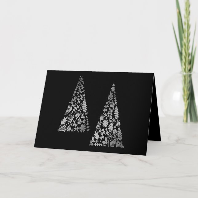Eleganten Glad helg Silver Träd Script Namn (Framsida)