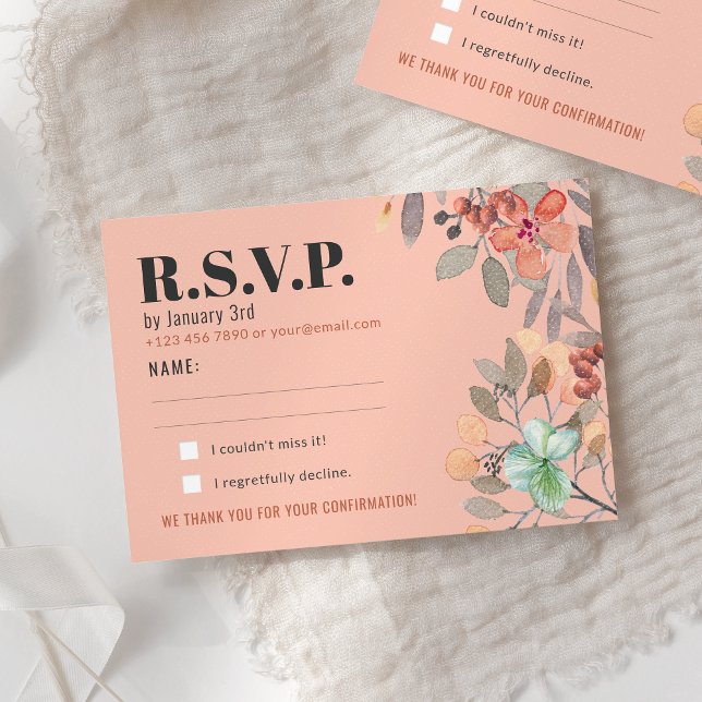Eleganten Glam Bröllop i Blommigten  vattenfärg OSA Kort (Skapare uppladdad)
