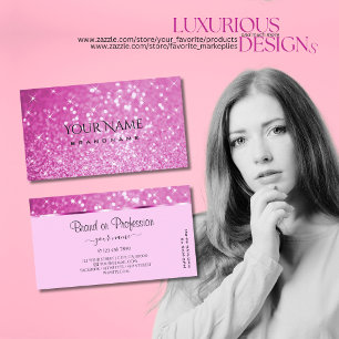 Eleganten Glamous Rosa Glitter och Sparkling Stars Visitkort