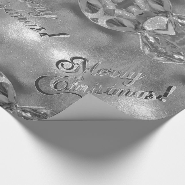 Eleganten God jul Faux Silver Foil Script Presentpapper (Hörn)