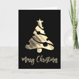 Eleganten god jul Träd Black och Guld Helgkort