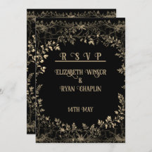 Eleganten Golden Blommigt Black