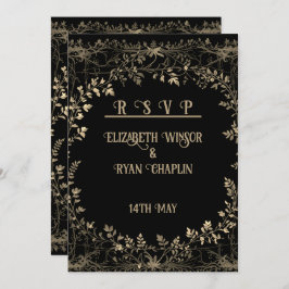 Eleganten Golden Blommigt Black Spara Datumet