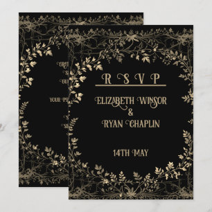 Eleganten Golden Blommigt Black Spara Datumet