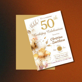 Eleganten Golden Bloom blommigt överraskning 50:e  Inbjudningar