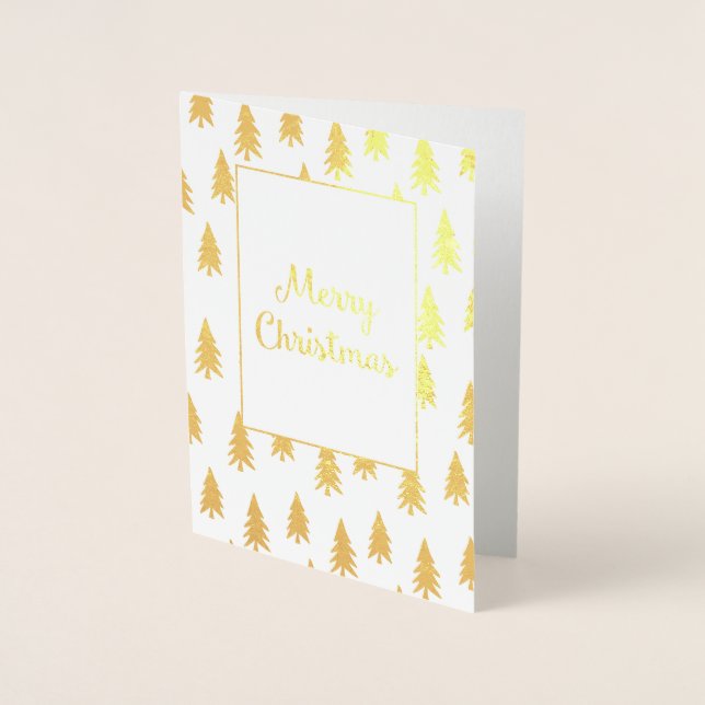 Eleganten Golden Fir Träd - julkort Folierat Kort (Framsida)