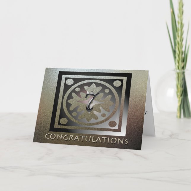 Eleganten Golden för medarbetares 7:e-årsdag Kort (Framsida)