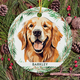Eleganten Golden Retriever Hund Vattenfärg jul Julgransprydnad Keramik