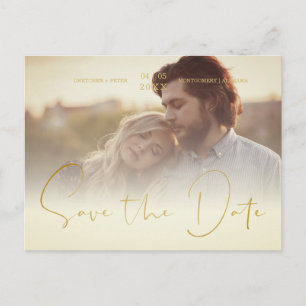 Eleganten Golden Transparency Effect Photo Bröllop Vykort