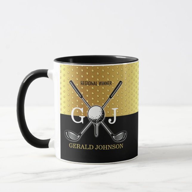 Eleganten Golf Monogram Design Mugg med minimal An (Vänster)