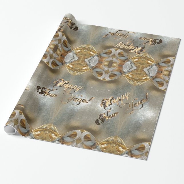 Eleganten gott nytt år Faux Gold Foil Script Chic  Presentpapper (Utrullad)