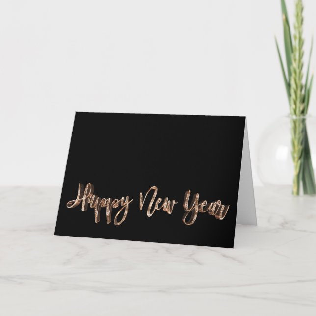 Eleganten Gott nytt år Svarta och Guld Helgkort (Framsida)