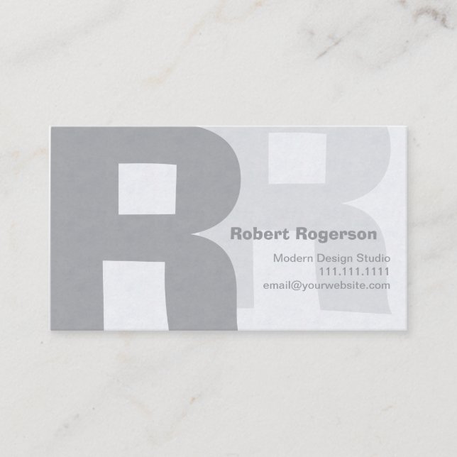 Eleganten grånar Retro stort dubbelt brev R Visitkort (Framsida)