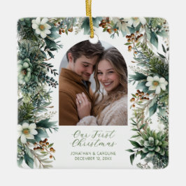 Eleganten Greenery Arch Photo, första julen Julgransprydnad Keramik