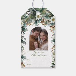 Eleganten Greenery Arch Photo, första julen Presentetikett