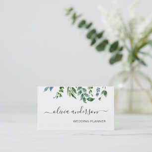 Eleganten Grey Foliage Bröllopsfixaren Modern Visitkort