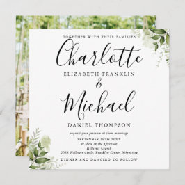 Eleganten Grey Löv Script Photo Bröllop Inbjudningar