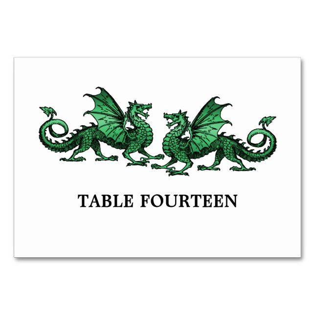 Eleganten grönt Dragons Bord Card Bordsnummer (Framsidan)
