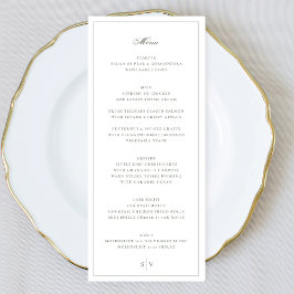 Eleganten Grönt i ramläge Monogram Bröllop Meny
