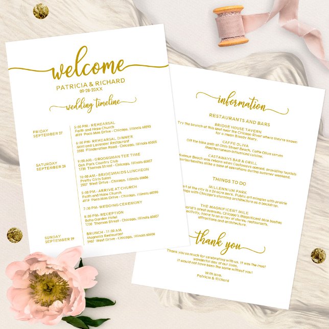 Eleganten Guld Calligraphy helg Bröllop Inbjudningar (Skapare uppladdad)