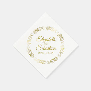 Eleganten Guld Circle Filigree (enkel Bröllop) Pappersservett