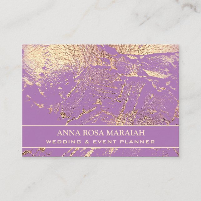 ** Eleganten Guld Foil Violet Beauty Bröllop Visitkort (Framsida)
