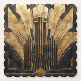 Eleganten Guld i BeSnyval Retro Art Deco Black Underlägg Papper