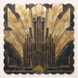 Eleganten Guld i BeSnyval Retro Art Deco Black Underlägg Papper