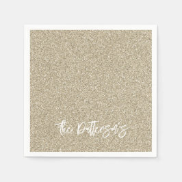 Eleganten guld Mönster NAMN i Glitter i Nya år Pappersservett