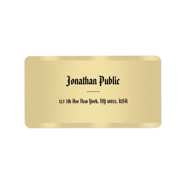 Eleganten guld ser klassiskt ut i Stil Adressetikett (Framsidan)