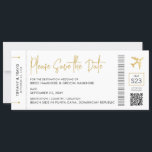 Eleganten Guld vid Boarding Pass Destinationsbröll Spara Datumet<br><div class="desc">Chicens Elegant och Modern Boarding Pass Spara datumkortet för ett destinationsbröllop var som helst i världen har ett luxe faux guld-flygplan med en logotyp i hjärtcentrum och autentiska uppgifter som pub, sätestilldelning och anpassningsbar QR-kod som du kan länka din egen bröllop webbplats till. Gästreseinformation finns på baksidan så att du...</div>