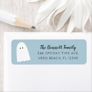 Eleganten Halloween Blue för enkel Cute Ghost Returadress Etikett
