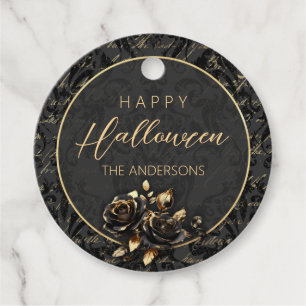 Eleganten Halloween, den gotiska svarta dammen gul Gåvor Etiketter
