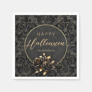 Eleganten Halloween, den gotiska svarta dammen gul Pappersservett
