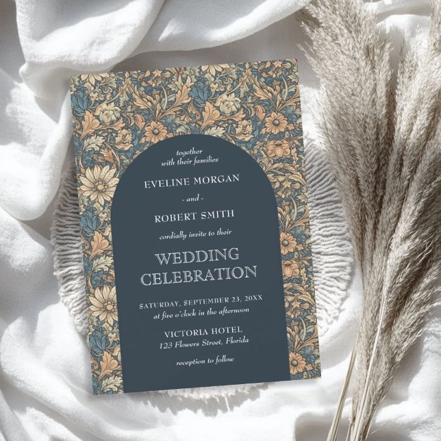 Eleganten har inaktiverat pastel färg blommigt Art Inbjudningar (Elegant muted pastel colors floral Art Nouveau Invitation)