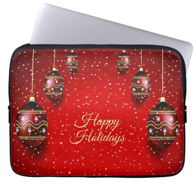 Eleganten Helgdagarna Jul Party Golden Red Winter  Laptop Fodral (Framsidan)