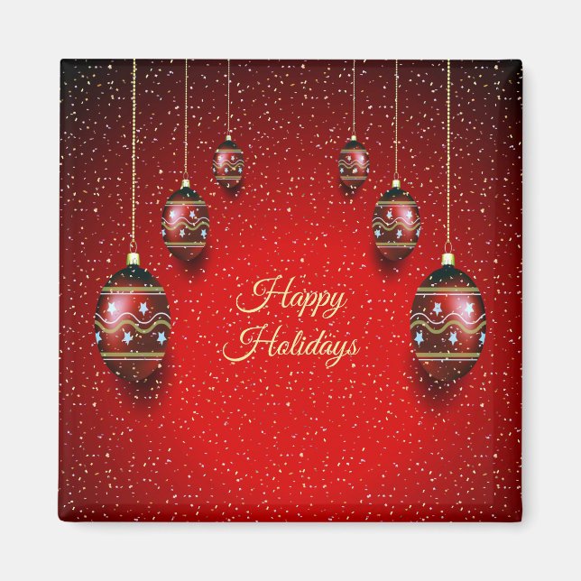 Eleganten Helgdagarna Jul Party Golden Red Winter  Magnet (Framsidan)