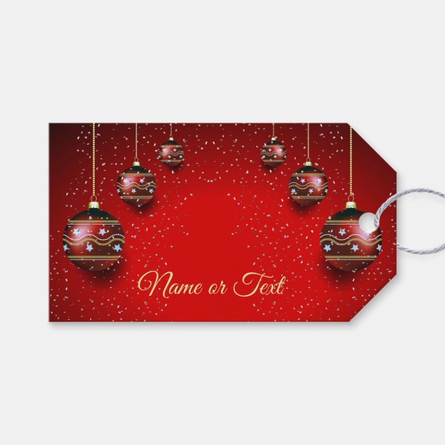 Eleganten Helgdagarna Jul Party Golden Red Winter  Presentetikett (Framsidan (Horisontell))