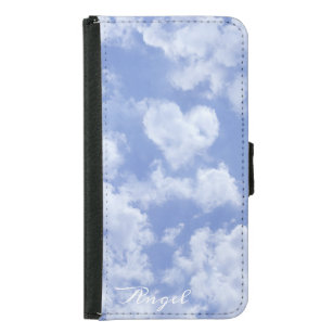 Eleganten hjärtformade Cloud Loely Blue Template Plånboksfodral För Samsung Galaxy S5